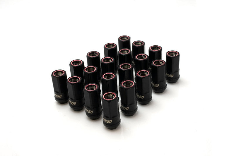 Muteki Lug Nut Set | HR50 | 14x1.5 20PC | Black w/ Red Ring | HR5007BR