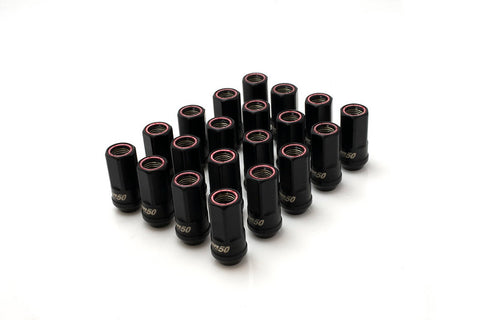Muteki Lug Nut Set | HR50 | 14x1.5 20PC | Black w/ Red Ring | HR5007BR