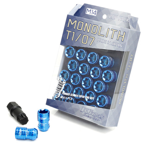 Project Kics Monolith T1/06 Lug Nut Set 12x1.5 20PC Blue WMN01U