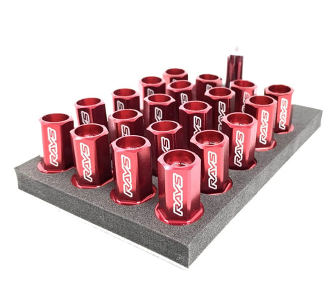 Rays Dura Lug Nut & Lock Set | L42 Red | 14x1.5 20PC | WDURA4214150R