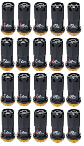 Project Kics Lug Nut & Lock Set R40 ICONIX M14 14x1.5 20PC Black w/ Black Caps WRIA14KK