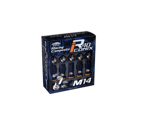 Project Kics Lug Nut & Lock Set R40 ICONIX M14 14x1.5 20PC Black WRI14KA