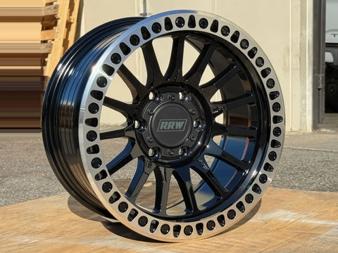 RRW RR7-V Flow Form 17x8.5 6x139.7 Gloss Black Face w/ Machined Lip (Set of 4)