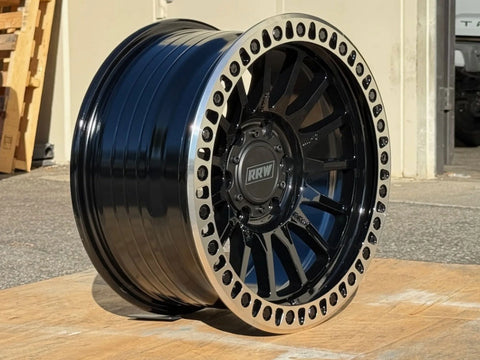 RRW RR7-V Flow Form 17x8.5 6x139.7 Gloss Black Face w/ Machined Lip (Set of 4)