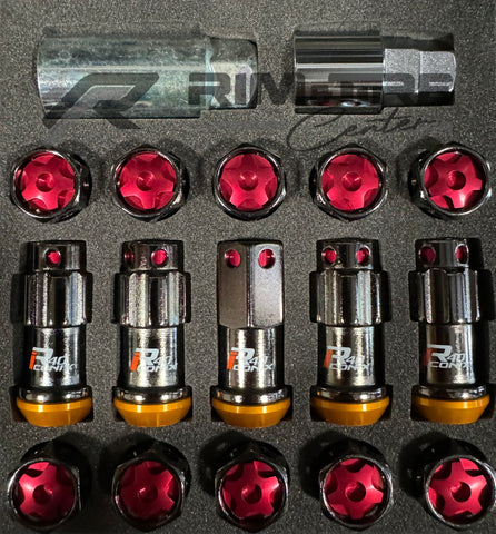 Project Kics Lug Nut & Lock Set R40 ICONIX M14 14x1.5 20PC Classical w/ Red Caps WRIA14CR