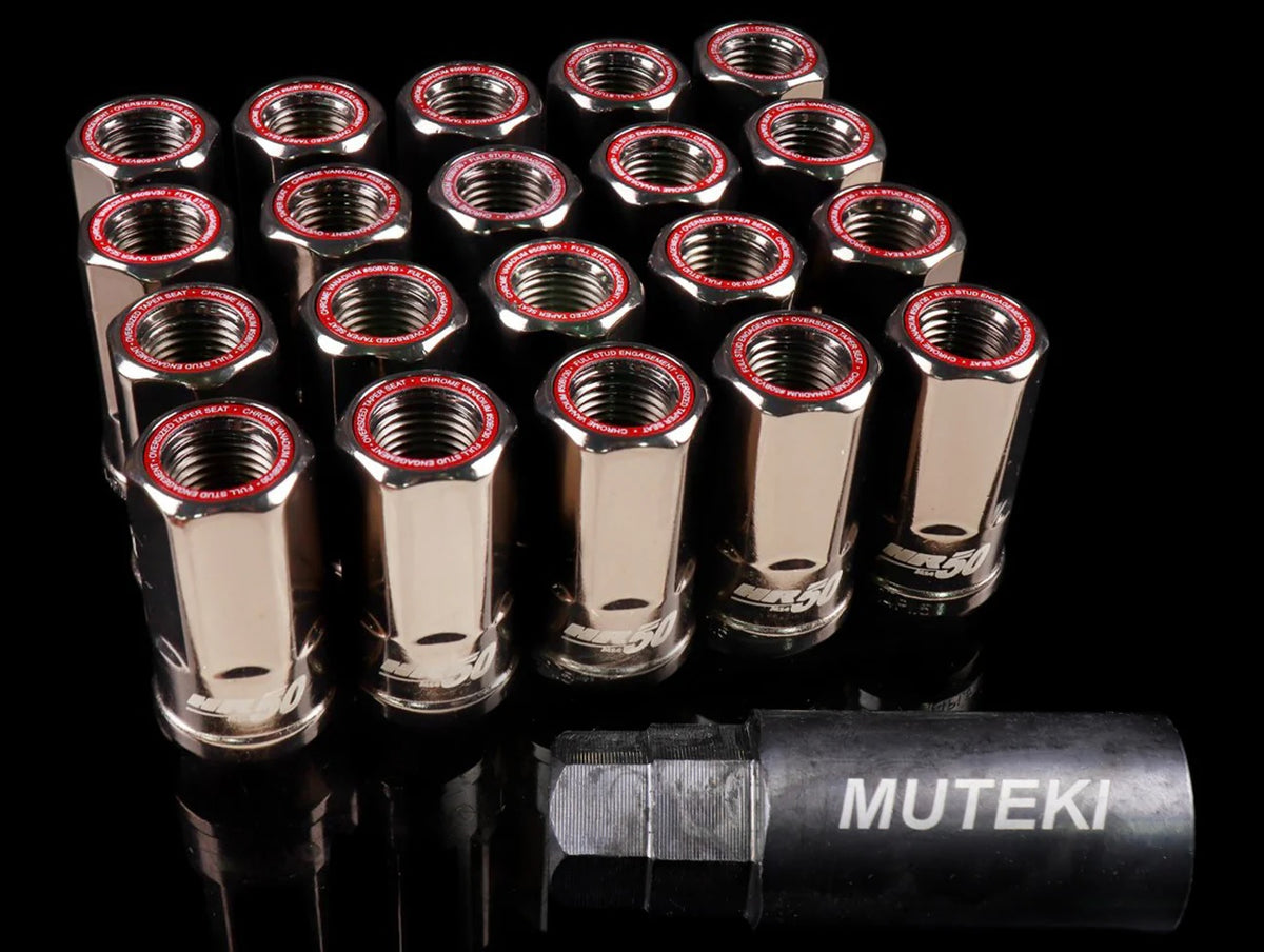 Muteki Lug Nut Set | HR50 | 14x1.5 20PC | Titanium Finish w/Red Ring | HR5007TR