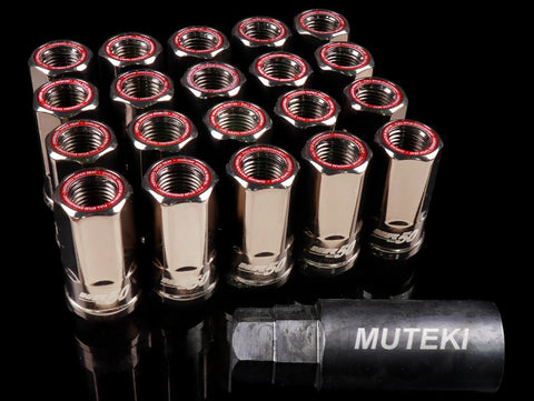 Muteki Lug Nut Set | HR50 | 14x1.5 20PC | Titanium Finish w/Red Ring | HR5007TR