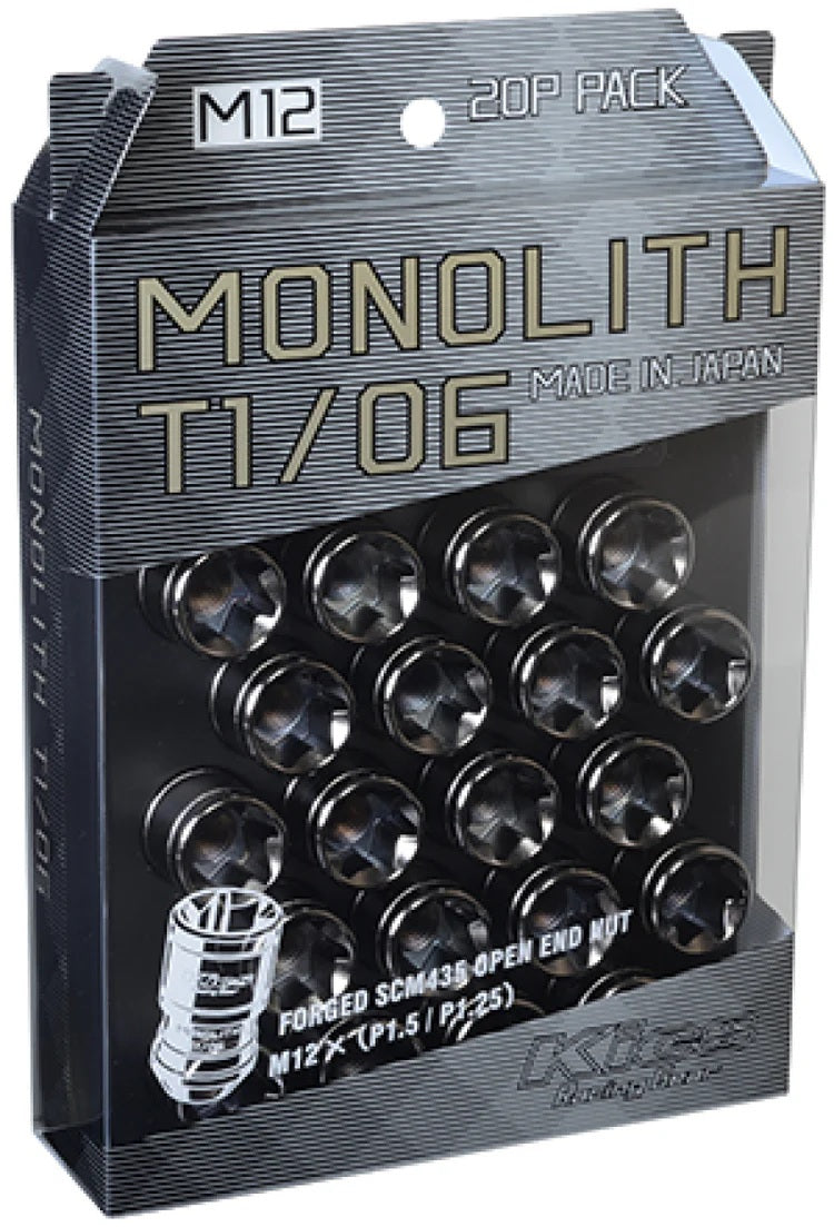 Project Kics Monolith T1/06 Lug Nut Set 12x1.25 20PC Glorious Black WMN03GK