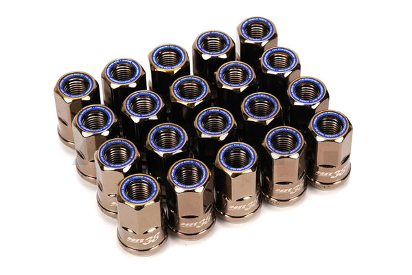 Muteki HR38 Lug Nut Set 12x1.5 20PC Titanium Chrome w/ Blue Ring