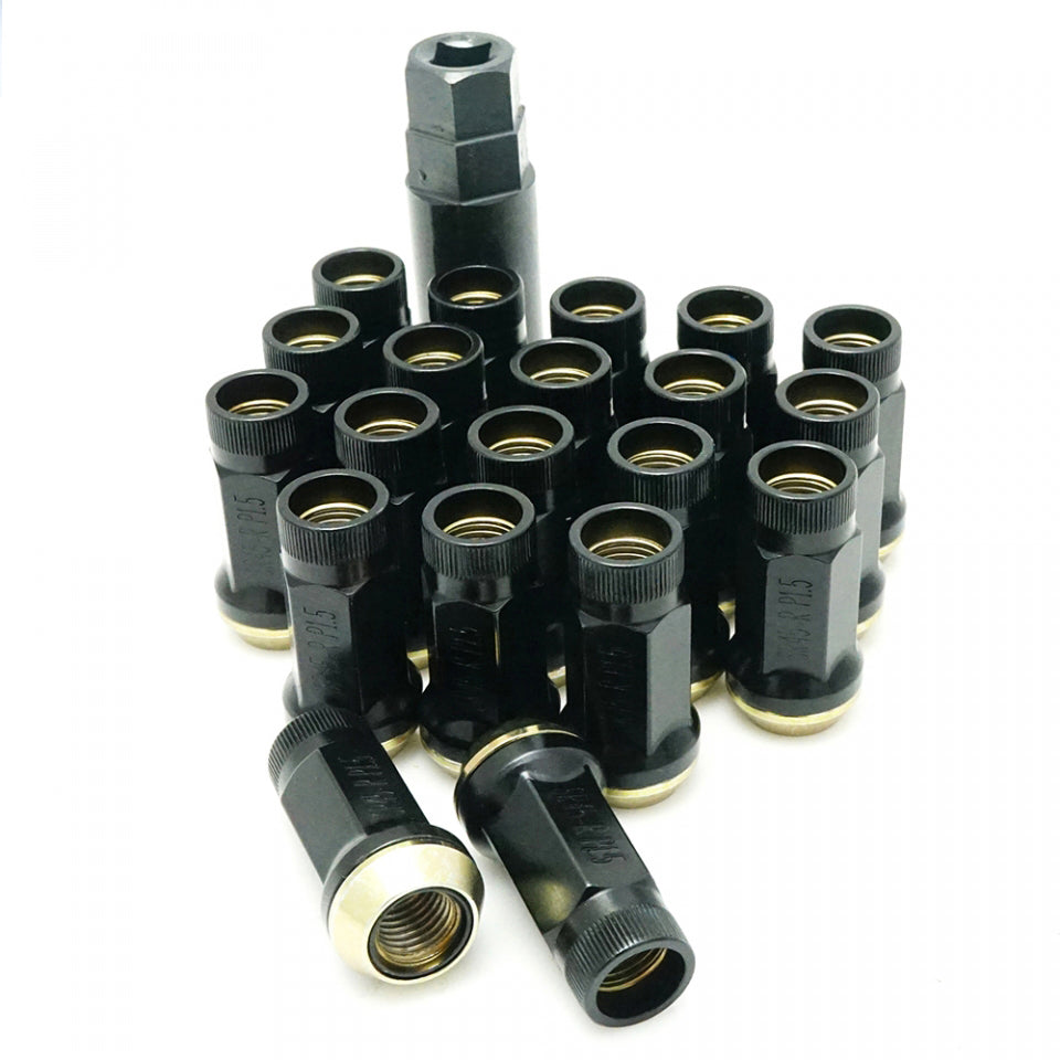 Muteki Lug Nut Set | SR45-S | 12x1.5 20PC | Black w/ Gold Washer | 32946B