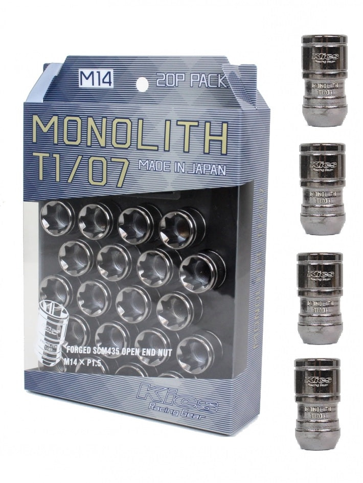 Project Kics Monolith T1/07 Lug Nut Set 14x1.5 24PC Glorious Black WMN04GK/WMN04GK4P