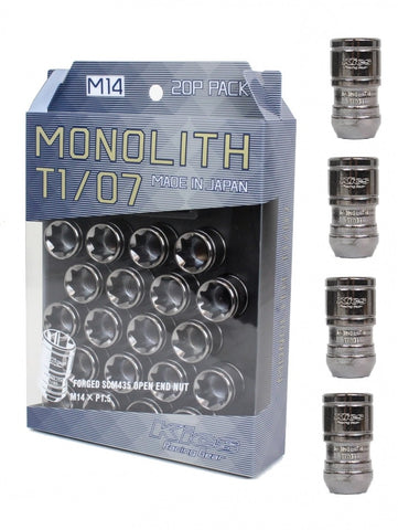 Project Kics Monolith T1/07 Lug Nut Set 14x1.5 24PC Glorious Black WMN04GK/WMN04GK4P